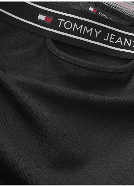 Tommy Jeans Straplez Yaka Düz Siyah Kısa Kadın Elbise TJW TAPING CUT OUT BANDEAU DRESS 2