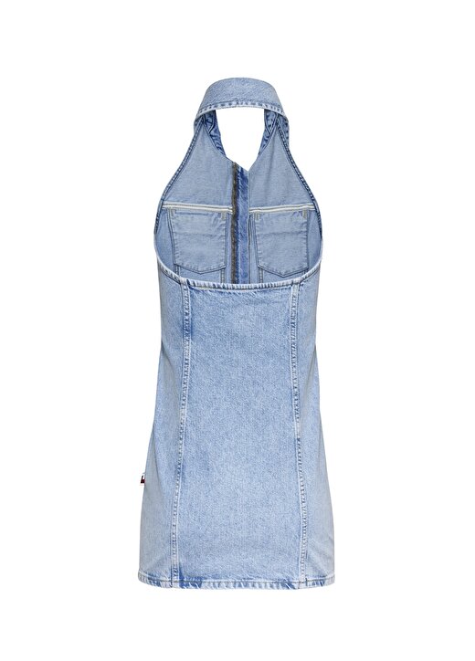 Tommy Jeans ZIP HALTERNECK DRESS Ceket Yaka Düz Mavi Kısa Kadın Elbise AH7011 3