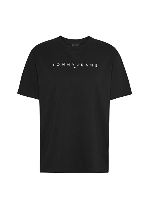 Tommy Jeans Bisiklet Yaka Düz Siyah Kadın T-Shirt TJW RLX NEW LINEAR TEE 1