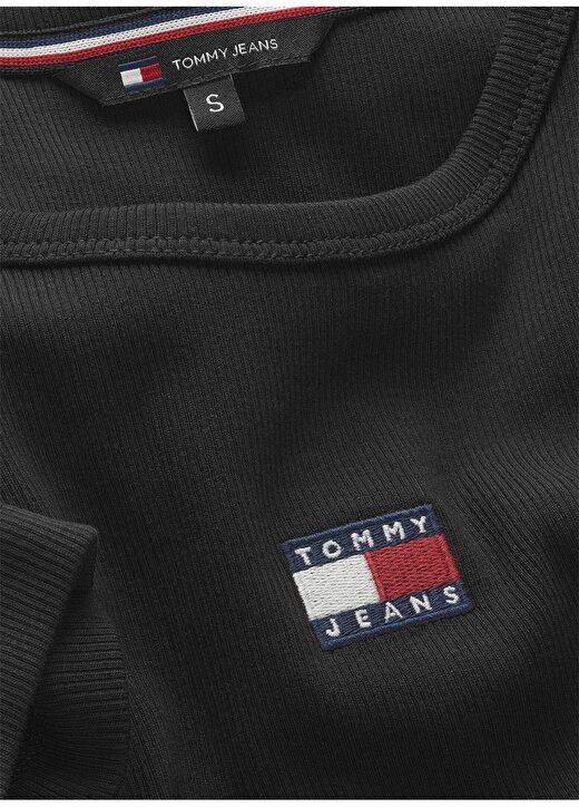 Tommy Jeans Bisiklet Yaka Düz Siyah Kadın T-Shirt TJW SLIM BADGE RIB TEE 2
