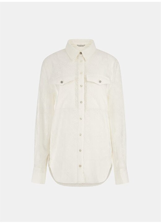 Guess Comfort Fit Gömlek Yaka Beyaz Kadın Gömlek W4RH65WFX40-G011 3
