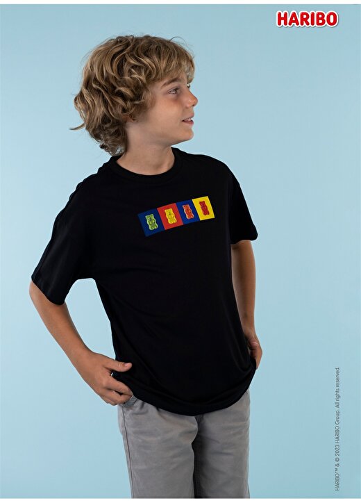 Haribo Baskılı Siyah Erkek T-Shirt Haribo Erkek Çocuk T-Shirt-2 3