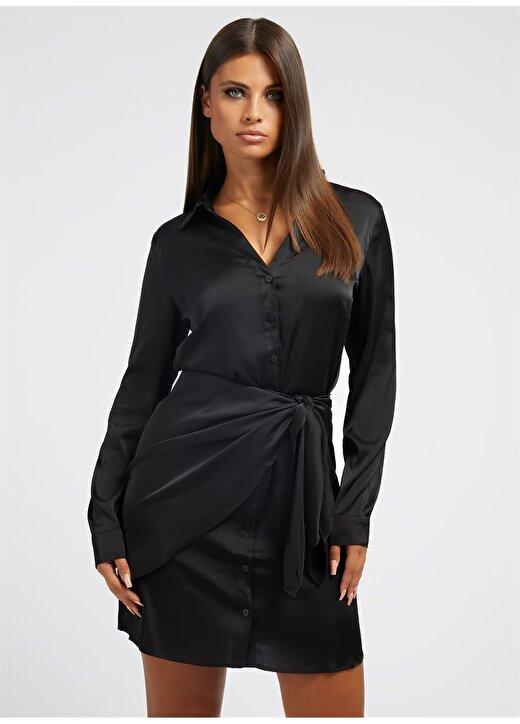 Guess Polo Yaka Siyah Standart Kadın Elbise W2BK83WF1T2-JBLK 2