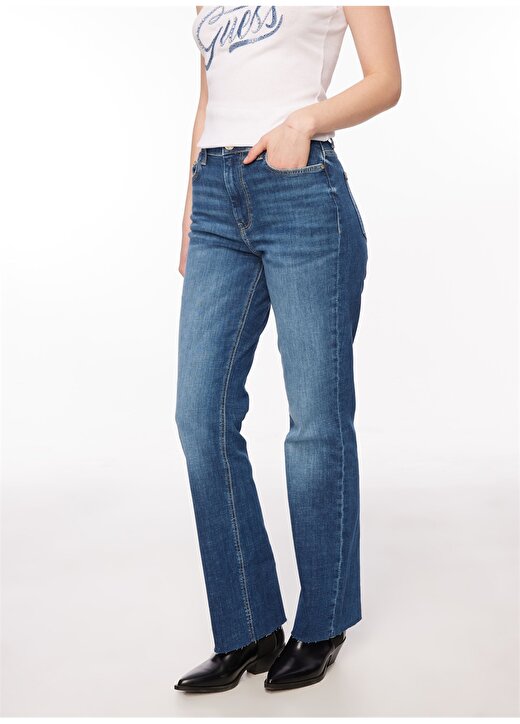 Guess Normal Bel Normal Paça Regular Fit Mavi Kadın Denim Pantolon W4RA33D5921-ETSH 3