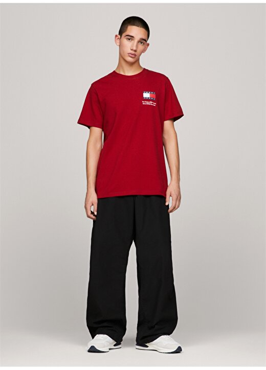 Tommy Jeans Düz Kırmızı Erkek T-Shirt DM0DM18263XMO 1