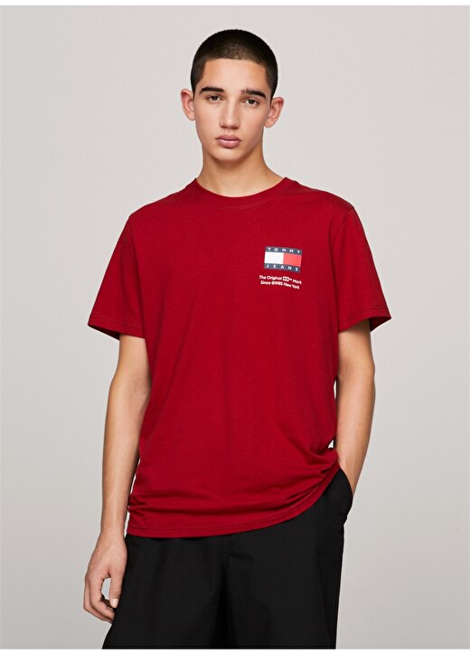 Tommy Jeans Düz Kırmızı Erkek T-Shirt DM0DM18263XMO 2
