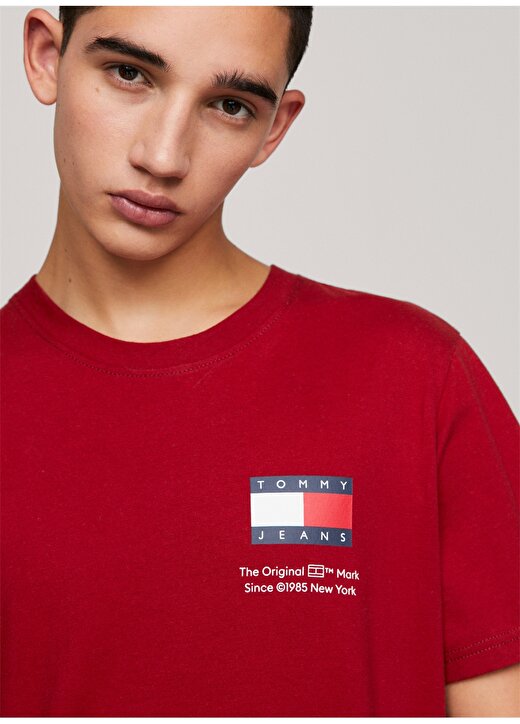 Tommy Jeans Düz Kırmızı Erkek T-Shirt DM0DM18263XMO 3