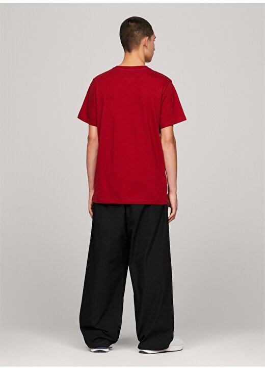 Tommy Jeans Düz Kırmızı Erkek T-Shirt DM0DM18263XMO 4