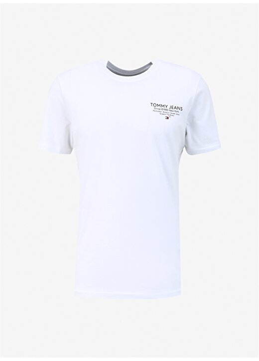 Tommy Jeans Düz Beyaz Erkek T-Shirt DM0DM18265YBR 1