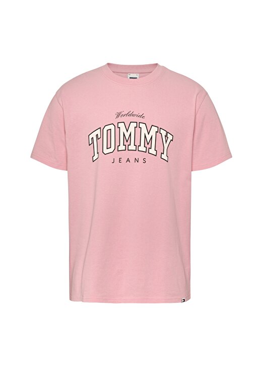 Tommy Jeans Baskılı Pembe Erkek T-Shirt DM0DM18287THA 1