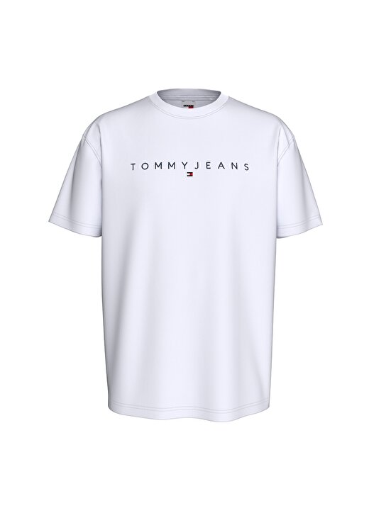 Tommy Jeans Düz Beyaz Erkek T-Shirt DM0DM17993YBR 1