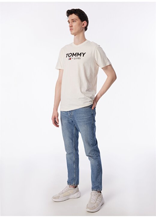 Tommy Jeans Baskılı Beyaz Erkek T-Shirt DM0DM18264YBH 3