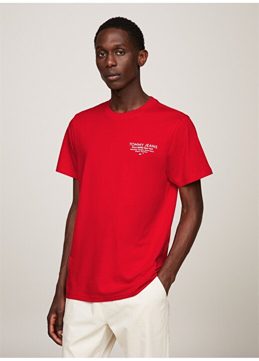 Tommy Jeans Düz Kırmızı Erkek T-Shirt DM0DM18265XNL 2