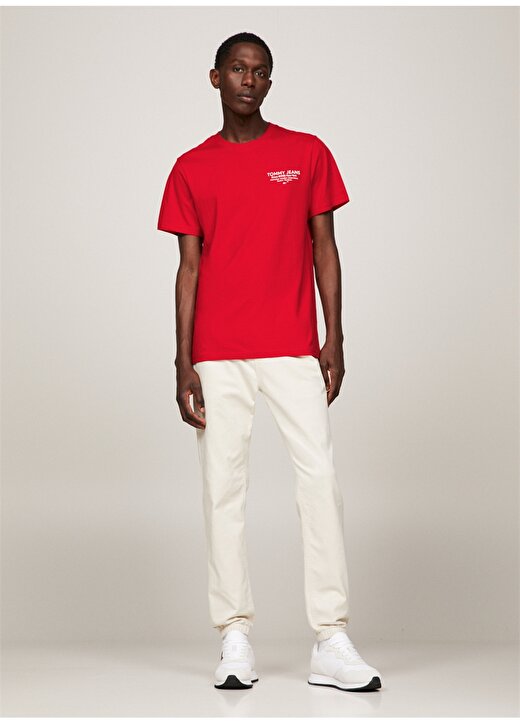 Tommy Jeans Düz Kırmızı Erkek T-Shirt DM0DM18265XNL 3