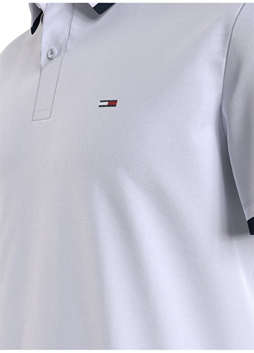 Tommy Jeans Düz Beyaz Erkek Polo T-Shirt DM0DM18313YBR 2