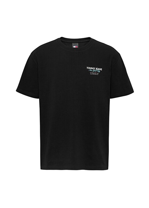 Tommy Jeans Düz Siyah Erkek T-Shirt DM0DM18286BDS 1