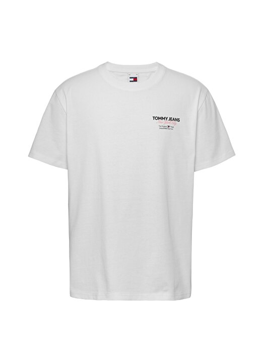 Tommy Jeans Düz Beyaz Erkek T-Shirt DM0DM18286YBR 1