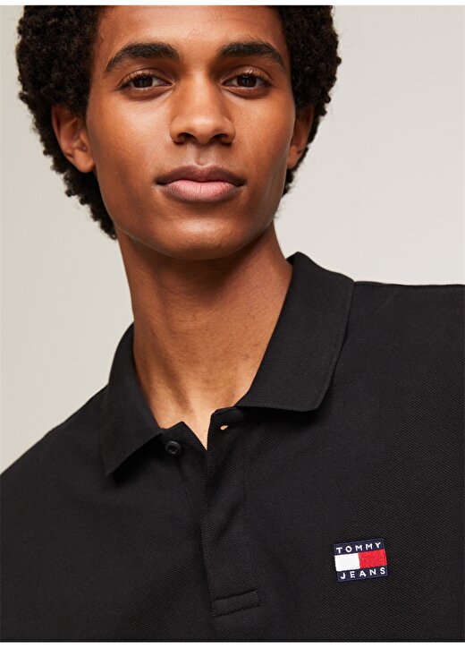 Tommy Jeans Düz Siyah Erkek Polo T-Shirt DM0DM18314BDS 1