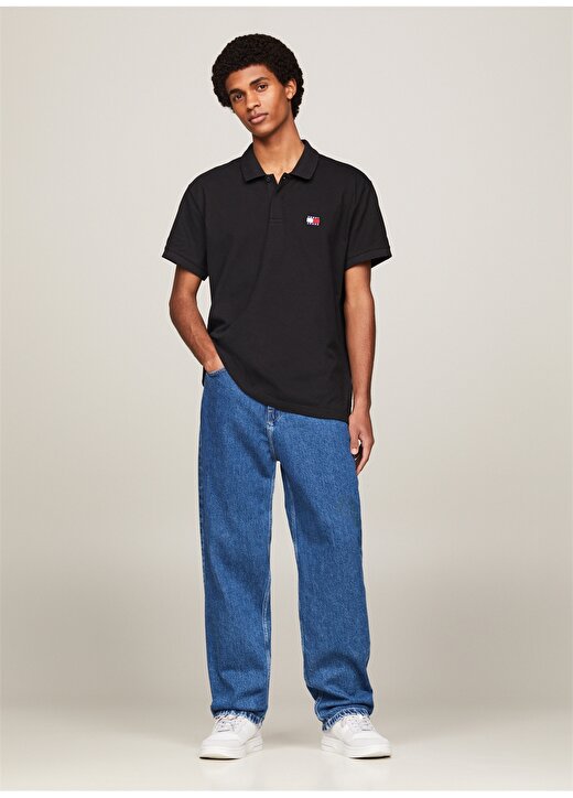 Tommy Jeans Düz Siyah Erkek Polo T-Shirt DM0DM18314BDS 3