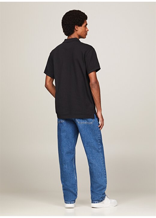 Tommy Jeans Düz Siyah Erkek Polo T-Shirt DM0DM18314BDS 4