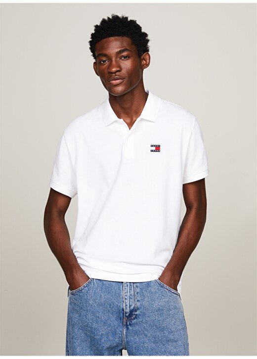 Tommy Jeans Düz Beyaz Erkek Polo T-Shirt DM0DM18314YBR 2