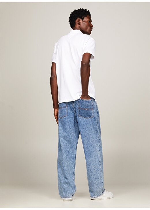 Tommy Jeans Düz Beyaz Erkek Polo T-Shirt DM0DM18314YBR 4