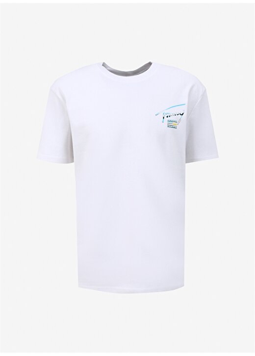 Tommy Jeans Düz Beyaz Erkek T-Shirt DM0DM18283YBR 1