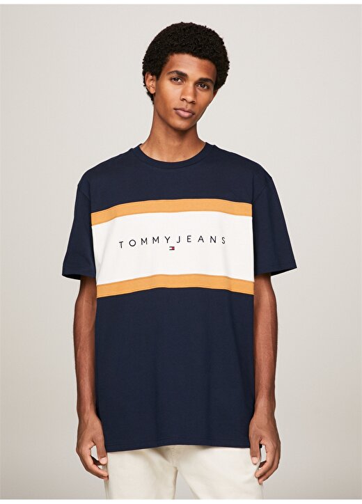 Tommy Jeans Çizgili Lacivert Erkek T-Shirt DM0DM18427C1G 2