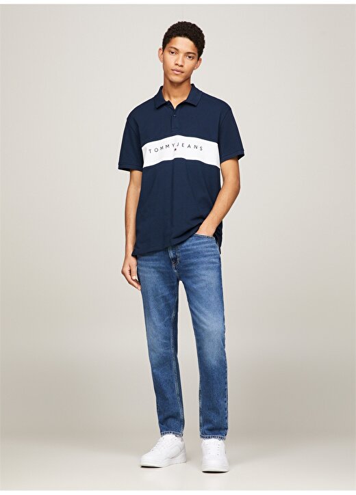 Tommy Jeans Çizgili Lacivert Erkek Polo T-Shirt DM0DM18315C1G 1