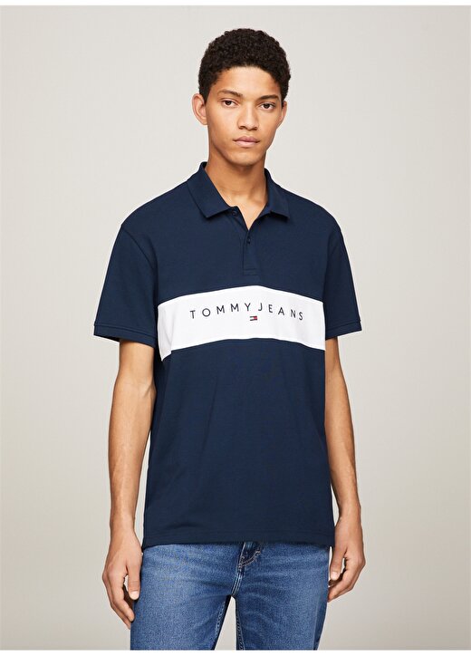 Tommy Jeans Çizgili Lacivert Erkek Polo T-Shirt DM0DM18315C1G 2