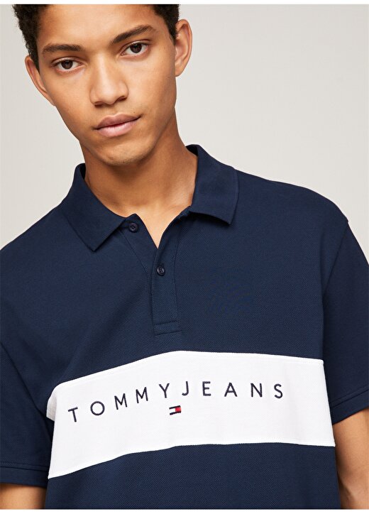 Tommy Jeans Çizgili Lacivert Erkek Polo T-Shirt DM0DM18315C1G 3
