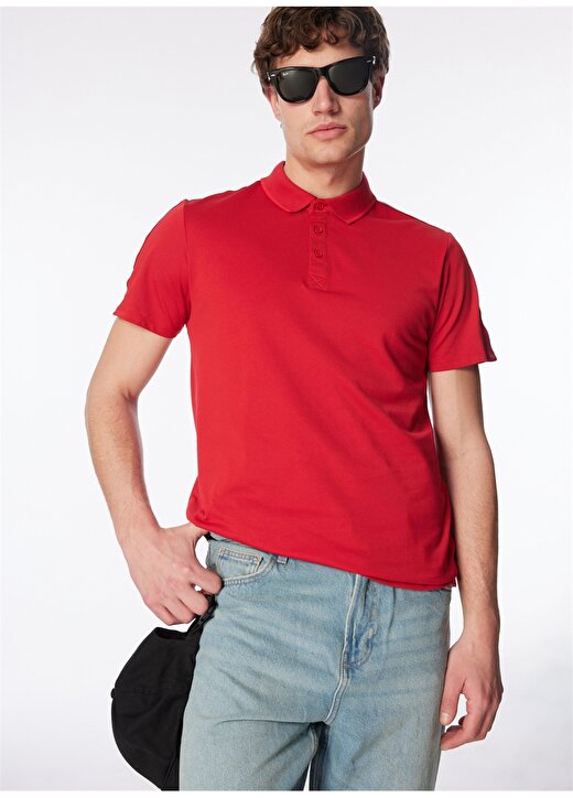 Guess Düz Kırmızı Erkek Polo T-Shirt M2YP25KARS0G532_SS PAUL PIQUE TAPE 2