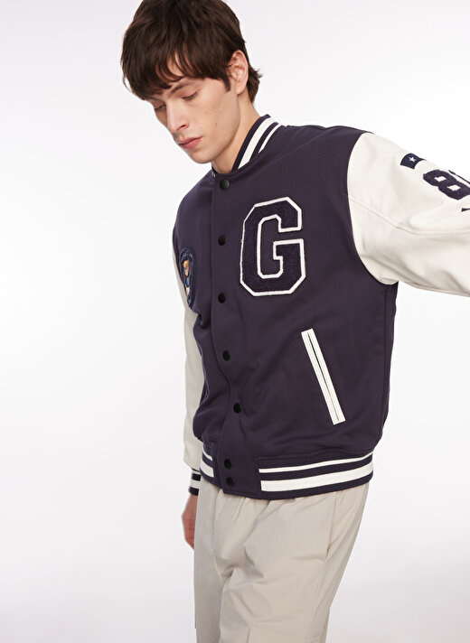 Guess Normal Lacivert Erkek Ceket M4RL44KCD20G7V2_GUESS BEAR VARSITY 2