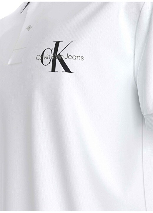 Calvin Klein Jeans Düz Beyaz Erkek Polo T-Shirt J30J323395YAF 2