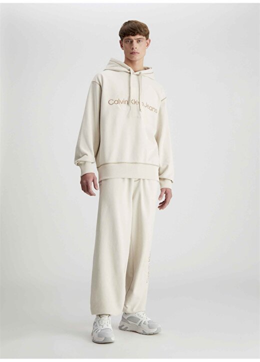 Calvin Klein Jeans Kapüşon Yaka Beyaz Erkek Sweatshırt J30J324623YBI 1