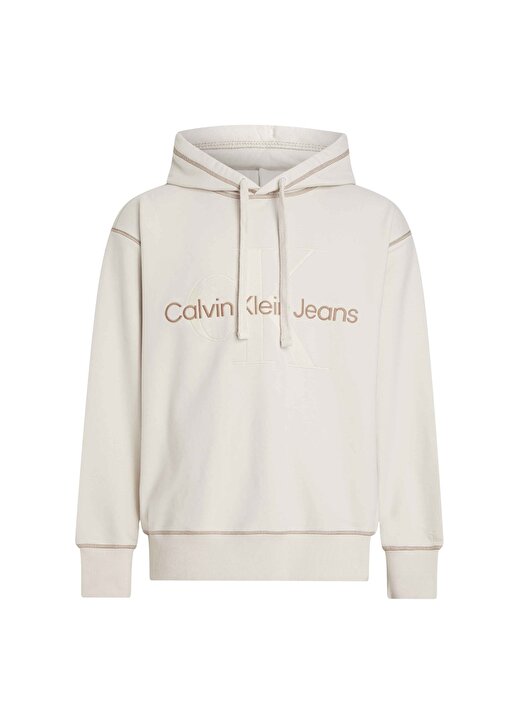 Calvin Klein Jeans Kapüşon Yaka Beyaz Erkek Sweatshırt J30J324623YBI 2