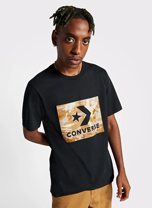 Converse Siyah Erkek Yuvarlak Yaka Normal Kalıp T-Shirt 10026575-A01 STAR CHEVRON CAMO  3
