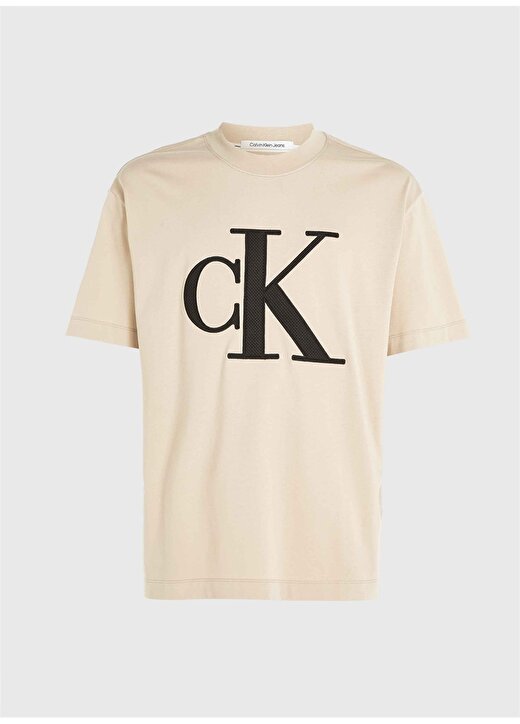 Calvin Klein Jeans Baskılı Bej Erkek T-Shirt J30J325029AAT 4
