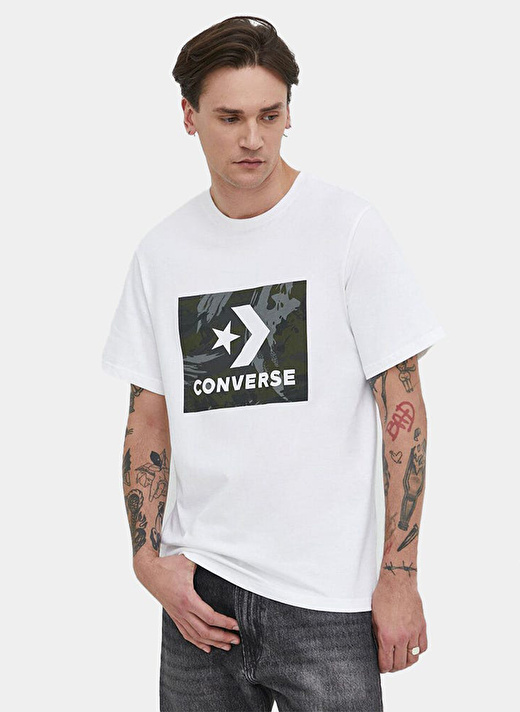 Converse Beyaz Yuvarlak Yaka Normal Kalıp T-Shirt 10026575-A02 STAR CHEVRON CAMO  2