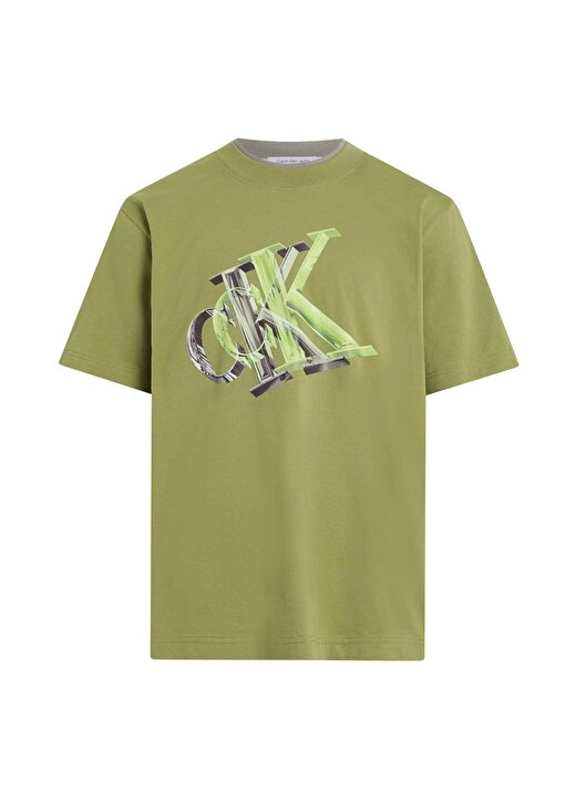 Calvin Klein Jeans Baskılı Yeşil Erkek T-Shirt J30J325201L9N 1