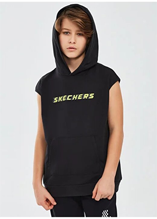 Skechers Düz Siyah Erkek Çocuk Atlet SK241119-001-Lightweight Hoodie 3