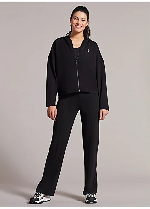 Skechers Siyah Kadın Kapüşon Yaka Regular Fit Sweatshirt S241123-001 Soft Touch W Full Zip H 3