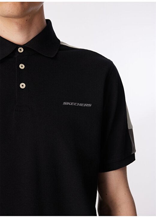 Skechers Siyah Erkek Regular Fit T-Shirt S221047-001 Polo Shirt M Short Slee 4