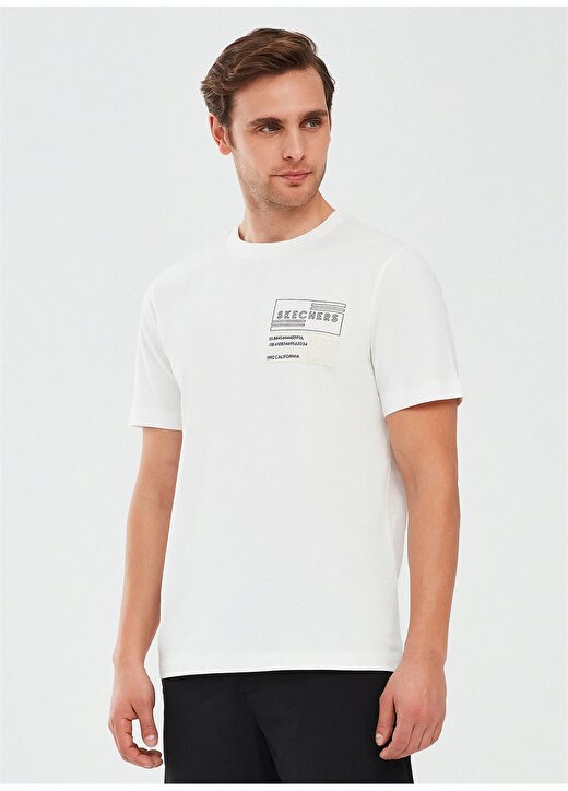 Skechers Kırık Beyaz Erkek Bisiklet Yaka Regular Fit T-Shirt S241066-102 Graphic T-Shirt M Short 2