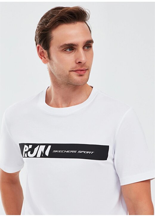 Skechers Beyaz Erkek Bisiklet Yaka Regular Fit T-Shirt S241009-100 Graphic T-Shirt M Short 3