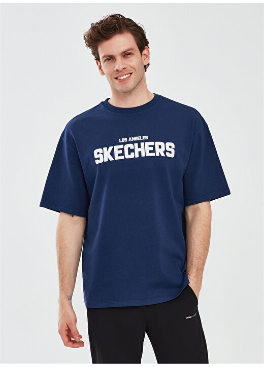 Skechers Lacivert Erkek Bisiklet Yaka Oversized T-Shirt S241070-410 1