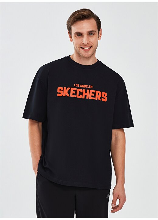 Skechers Siyah Erkek Bisiklet Yaka Oversized T-Shirt S241070-001 1