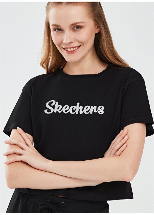 Skechers Siyah Kadın Bisiklet Yaka Loose Fit T-Shirt S241212-001 Graphic W 4