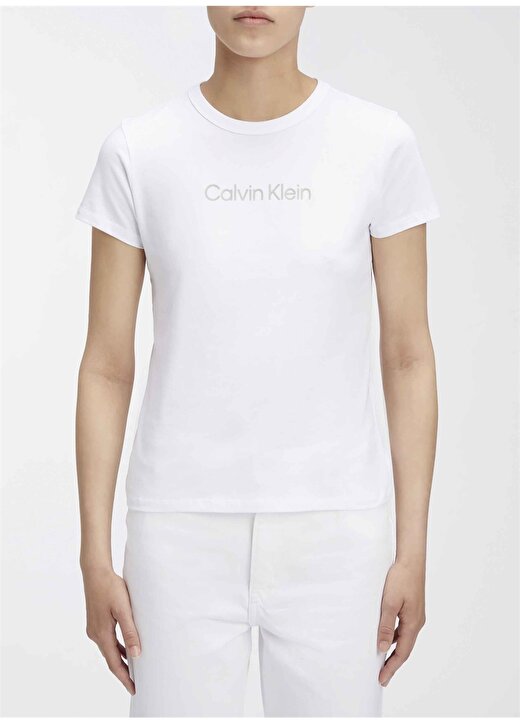Calvin Klein Bisiklet Yaka Düz Beyaz Kadın T-Shirt HERO LOGO MODERN FIT T-SHIRT 1