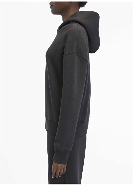 Calvin Klein Kapüşon Yaka Düz Siyah Kadın Sweatshırt METALLIC MICRO LOGO HOODIE 2